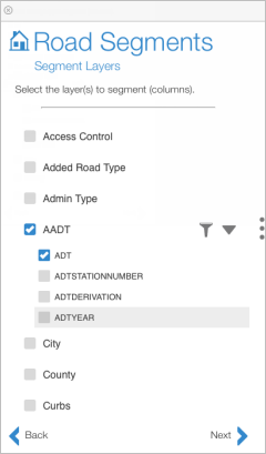 Selecting the layers to segment Selecting the layers to segment